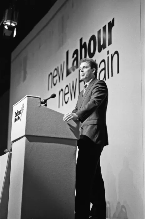 Framed Print : Tony Blair addressing the North West Labour Regional conference in Southport