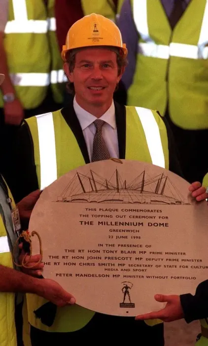 Framed Print : Tony Blair attends the topping out cermoney at the Millennium Dome today Framed Print : Tony Blair attends the topping out cermoney at the Millennium Dome today