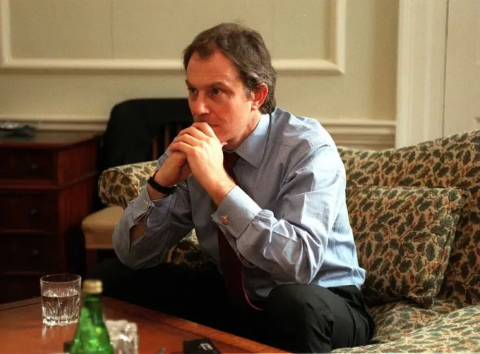 Framed Print : Tony Blair British prime minister is interviewed by Mirror editor Piers Morgan at 10