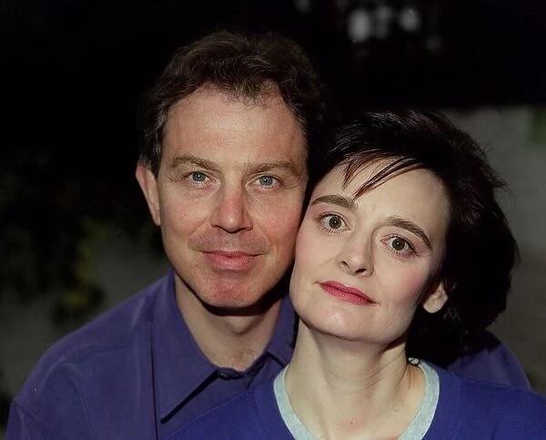 Tony Blair and Cherie Blair at home before the election campaign. March 1997