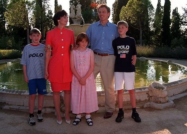 Tony Blair and Cherie Blair in Tuscany August 1997 With children Euan Kathryn