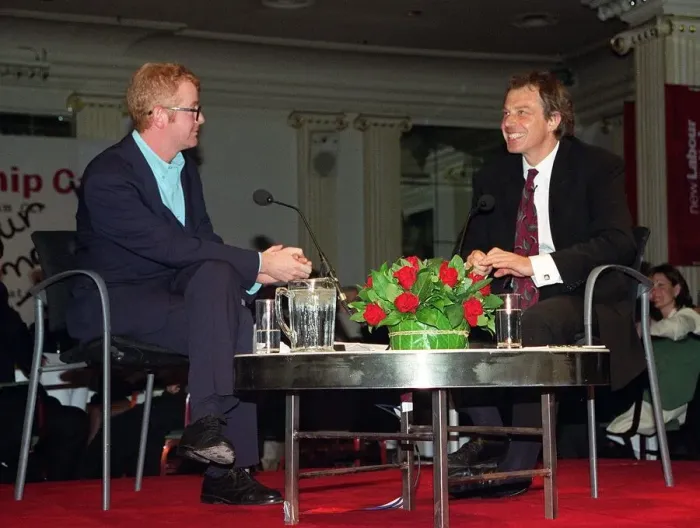 Framed Print : Tony Blair at the Grosvenor Hotel where he was meeting prospective members of the Labour