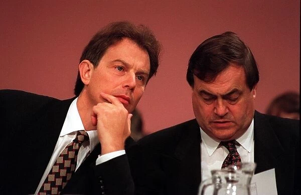 Tony Blair Labour leader with John Prescott on the platform at the Labour Party