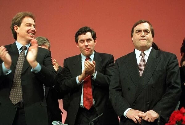 Tony Blair Labour Leader MP and John Prescott MP Deputy Leader receive a standing ovation