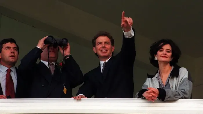 Framed Print : Tony Blair Labour Leader MP with wife Cherie and Deputy Leader John Prescott