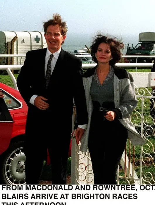 Framed Print : Tony Blair Labour Leader MP with wife Cherie at the races in Brighton sponsored by Framed Print : Tony Blair Labour Leader MP with wife Cherie at the races in Brighton sponsored by