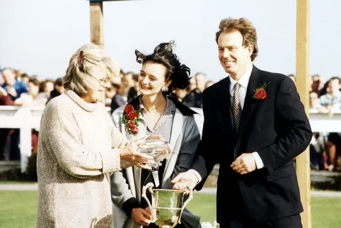 Framed Print : Tony Blair Labour Leader with wife Cherie during the prize giving ceremony at the Daily