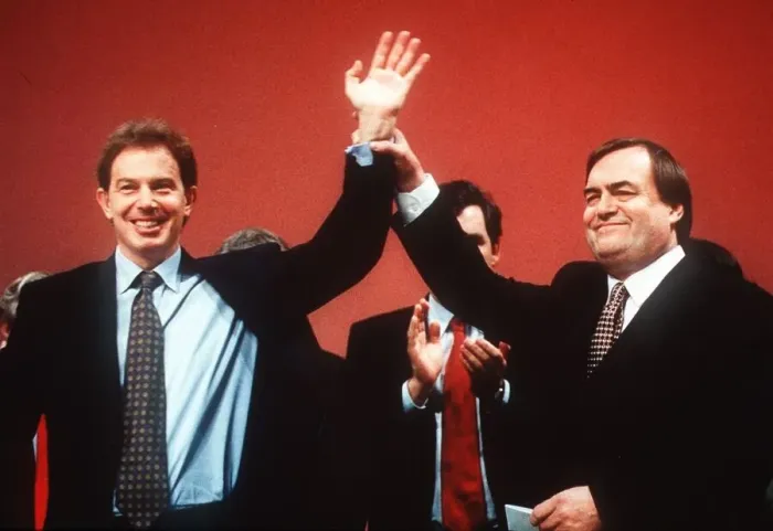 Framed Print : Tony Blair Labour Party Leader with John Prescott MP at a Brighton Conference 1995 Framed Print : Tony Blair Labour Party Leader with John Prescott MP at a Brighton Conference 1995