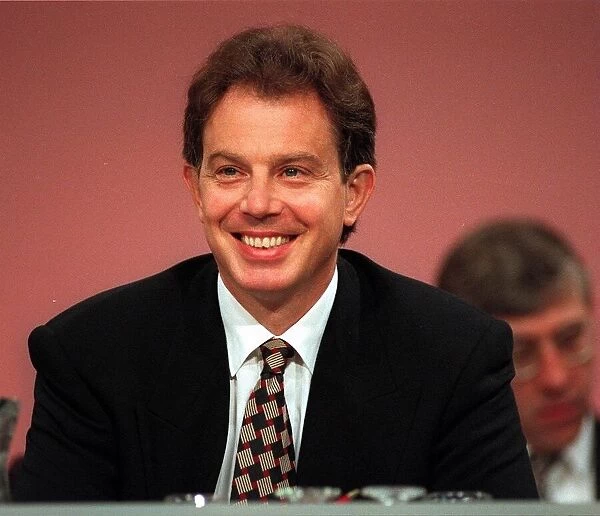 Tony Blair Labour Party leader on platform at the Labour Party Conference in Brighton
