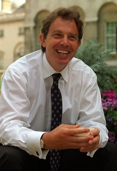 Tony Blair Labour Prime Minister at number 10 August 1997 during an interview with