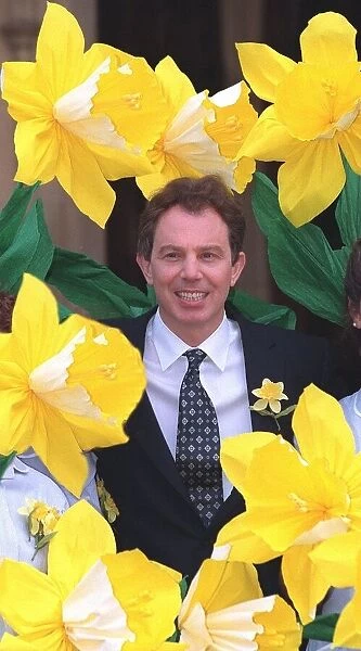 Tony Blair at the launch of 1997 Marie Curie Cancer Care Daffodil Campaign at the House