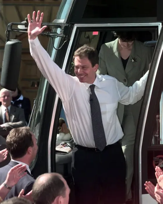 Framed Print : Tony Blair in Monmouth during General Election campaign in April 1997 Framed Print : Tony Blair in Monmouth during General Election campaign in April 1997