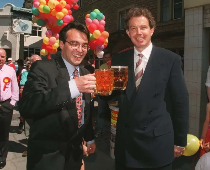 Framed Print : Tony Blair MP getting thirsty whilst working on the campaign trail