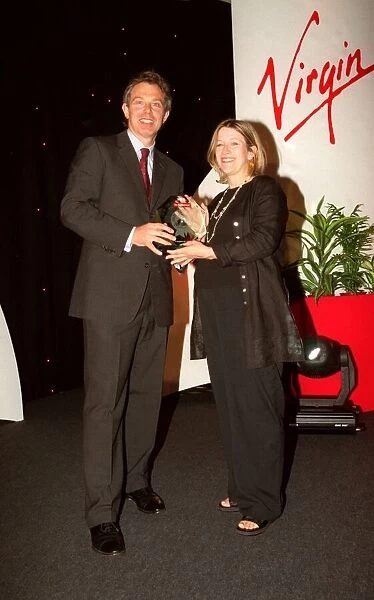 Tony Blair MP gives Helen Ridding her award May 1999 Teacher of the Year at The