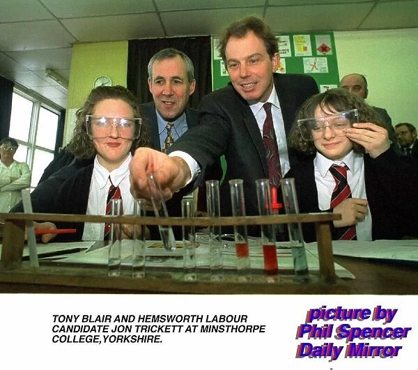 Tony Blair MP and Hemsworth Labour candidate Jon Trickett at Minsthorpe College in