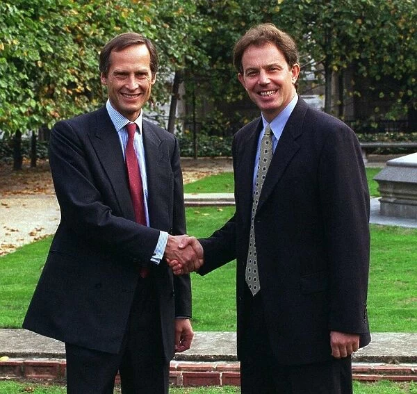 Tony Blair MP Labour leader greets the newest member of the Labour Party former