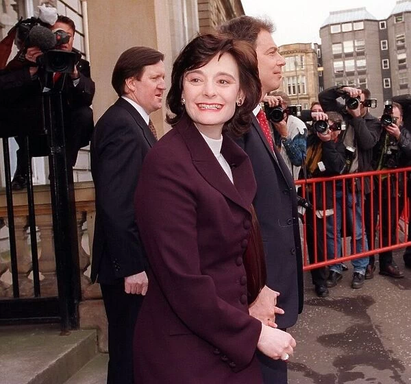 Tony Blair MP Labour Party Leader in Glasgow campaigning with wife Cherie Blair