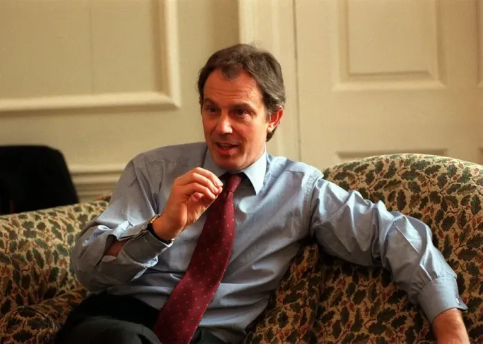 Framed Print : Tony Blair MP Prime Minister during interview March 1998 with The Mirror editor Piers