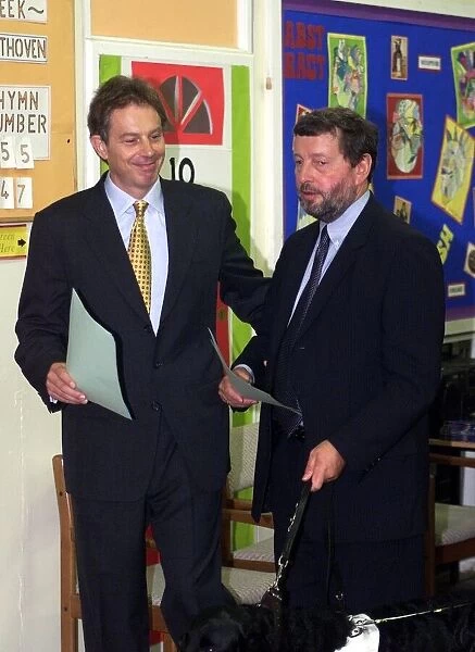 Tony Blair MP Prime Minister September 1999 and Education Secretary David Blunkett