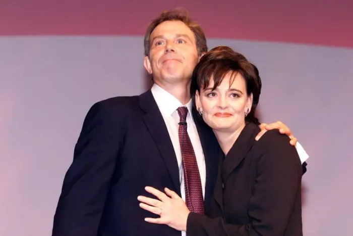 Framed Print : Tony Blair MP with wife Cherie after his speech Sept 1999 at the Labour Party