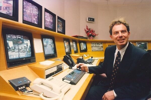 Tony Blair in the new Chester-le-Street CCTV control room