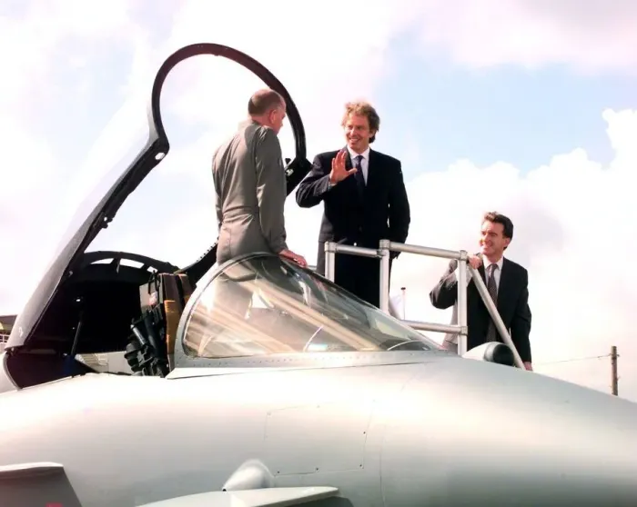 Framed Print : Tony Blair and Peter Mandelson Farnborough Air Show 1998 Pictured looking Framed Print : Tony Blair and Peter Mandelson Farnborough Air Show 1998 Pictured looking