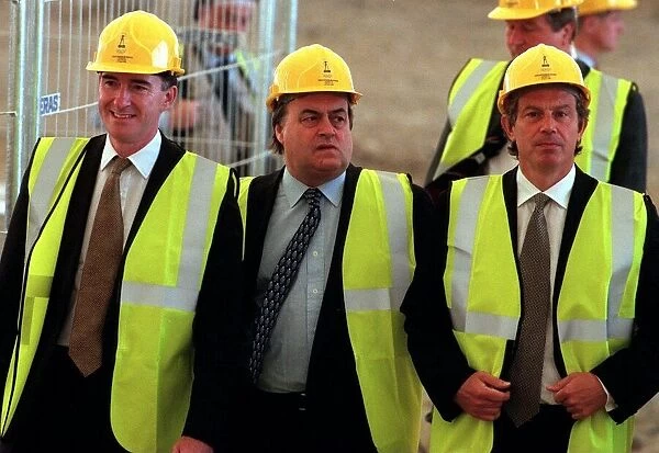 Tony Blair, Peter Mandelson and John Prescott attend the topping out cermoney at