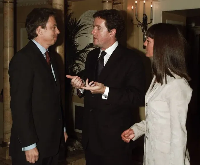 Framed Print : Tony Blair and Piers Morgan May 1999 at the Dorchester Hotel in London for Framed Print : Tony Blair and Piers Morgan May 1999 at the Dorchester Hotel in London for