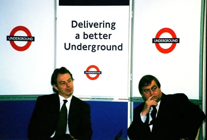 Framed Print : Tony Blair PM & John Prescott Deputy PM July 1999, listen to speakers at the meeting