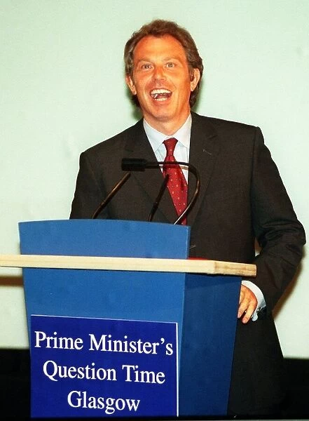 Tony Blair Prime Minister August 1998, at lectern Prime Minsters Question Time Glasgow