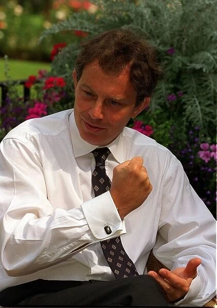 Tony Blair Prime Minister at Downing Street July 1997 during interview with Piers Morgan