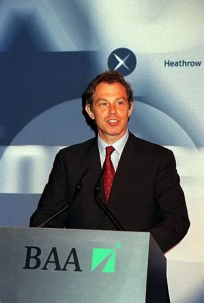 Tony Blair Prime Minister at Heathrow airport to open the new heathrow express train