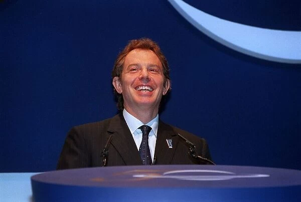 Tony Blair Prime Minister July 1998, giving a speech on the NHS at Earls Court show