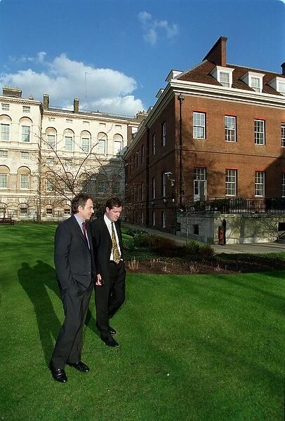 Tony Blair Prime Minister March 98 In the grounds of 10 Downing Street talking to