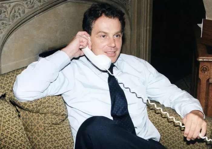Framed Print : Tony Blair on the telephone 1994 A©Mirrorpix