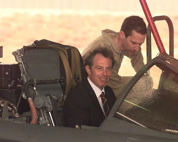 Tony Blair Visit to Kuwait January 1999, sitting in the cockpit of a tornado fighter
