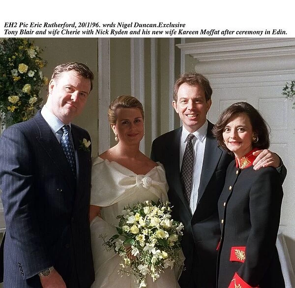 Tony Blair at wedding ceremony Edinburgh, Kareen Moffat Nick Ryden with wife