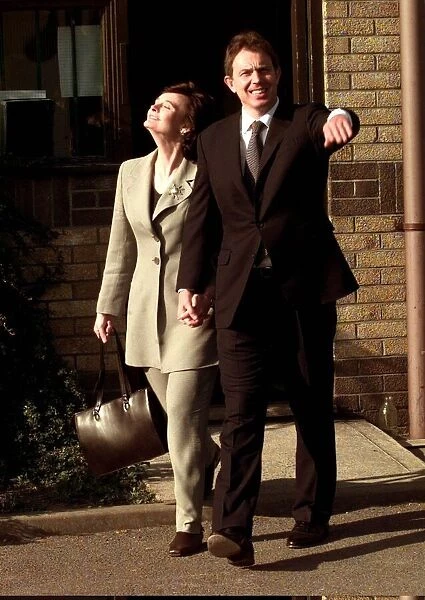 Tony Blair with his wife Cherie Blair during the General Election 1997