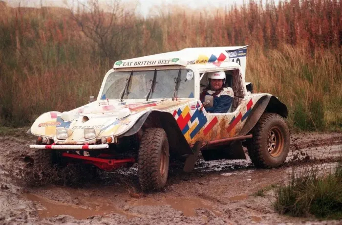 Framed Print : TONY MASON AT KNOCKHILL RACING CIRCUIT November 1998 Driving car in mud