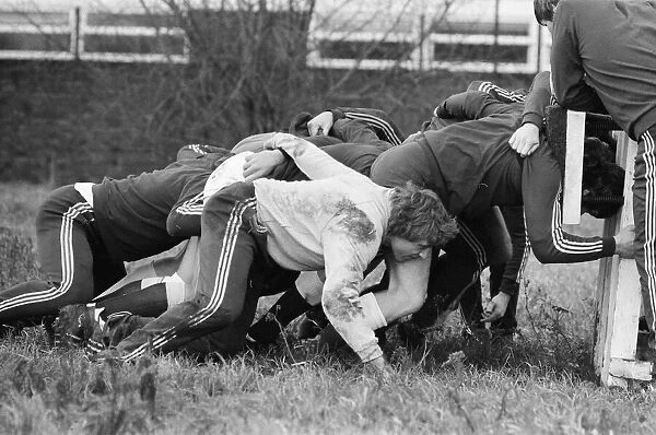 Tony Neary, England rugby player, training with the England rugby team