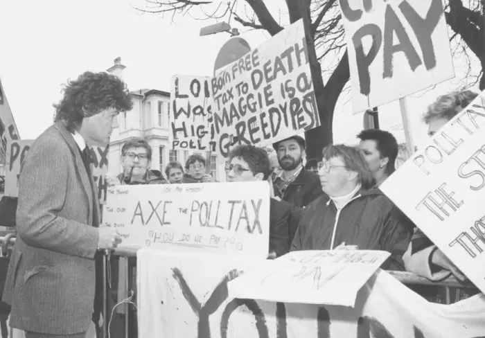 Framed Print : Former Torbay MP Rupert Allason talks to protesters at the Young Conservative Conference Framed Print : Former Torbay MP Rupert Allason talks to protesters at the Young Conservative Conference