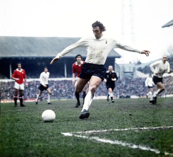 Framed Print : Tottenham Hostpur football player Martin Chivers shoots at goal in a match against Framed Print : Tottenham Hostpur football player Martin Chivers shoots at goal in a match against