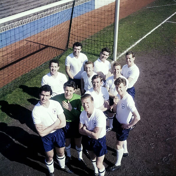 Tottenham Hostpur players pose for a group photograph during a training session at White