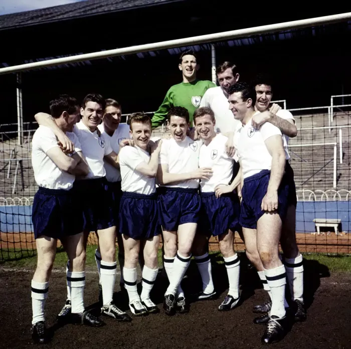 Framed Print : Tottenham Hostpur players pose for a group photograph during a training session at White Framed Print : Tottenham Hostpur players pose for a group photograph during a training session at White