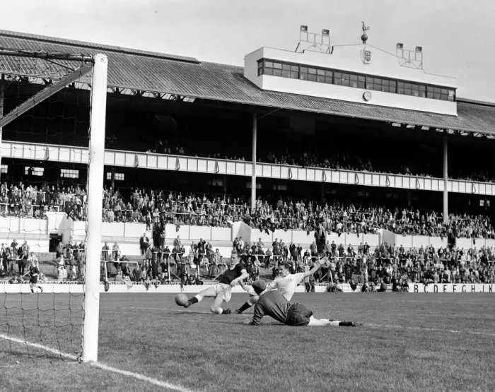 Framed Print : Tottenham Hotspur in action during a trial match at White Hart Lane Les Allen