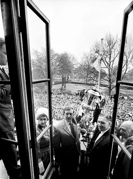 Tottenham Hotspur captain Danny Blachflower and manager Bill Nicholson hold the FA Cup