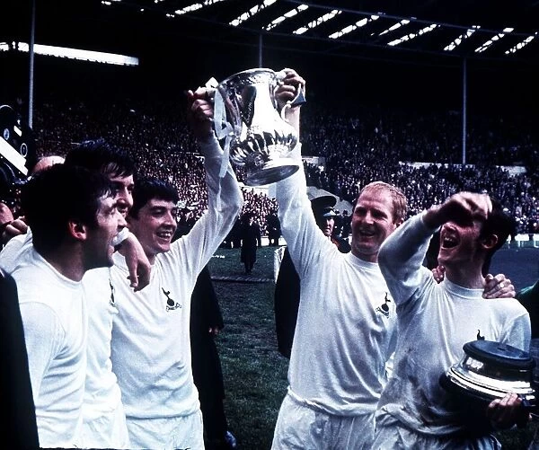 Tottenham Hotspur celebrate after winning the 1967 FA Cup Final against Chelsea at