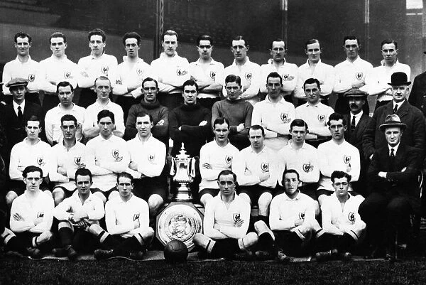 Tottenham Hotspur FA Cup Winners seen here posing for a team photo after beating Wolves