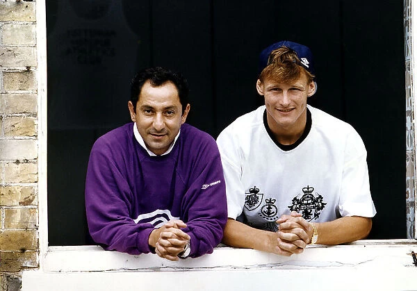 Tottenham Hotspur manager Ossie Ardiles with forward Teddy Sheringham