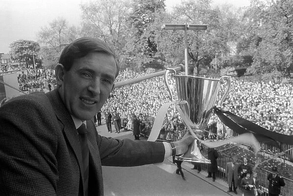 Tottenham Hotspur player Danny Blanchflower holding the European Cup Winners Cup Winners